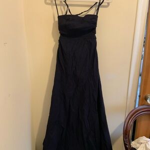 Anthropologie Navy Spaghetti-Strap Maxi Dress